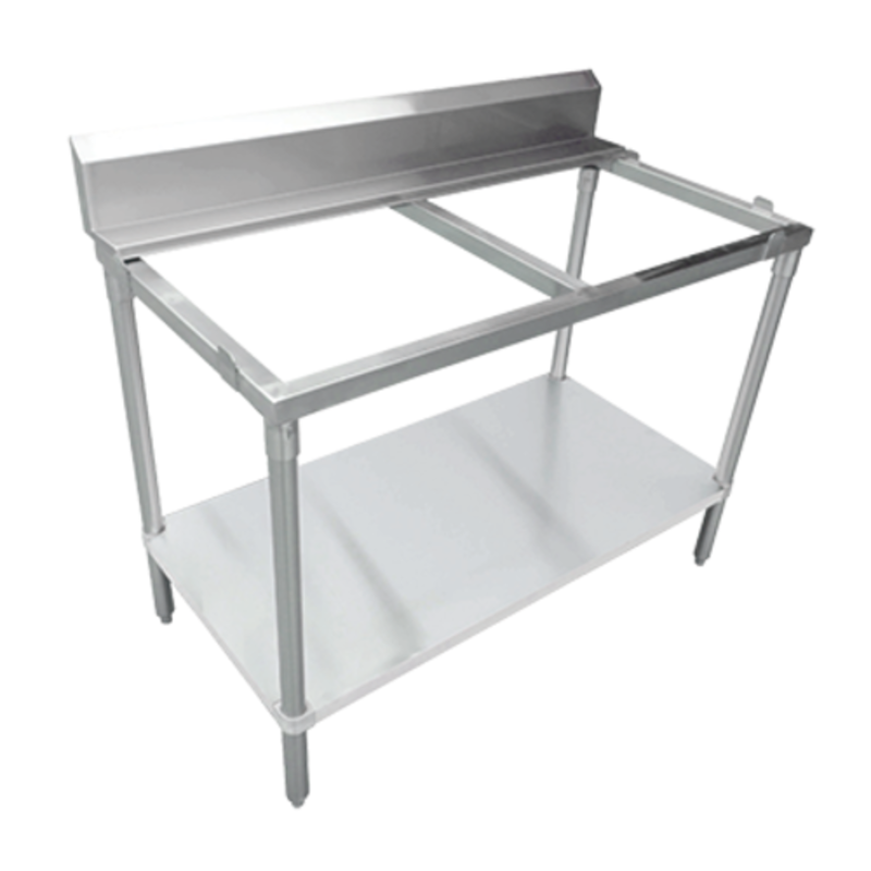 OMCAN 41281 Poly-Top Stainless Steel Work Table Frame With Shelf Backsplash For Commercial Kitchen Use