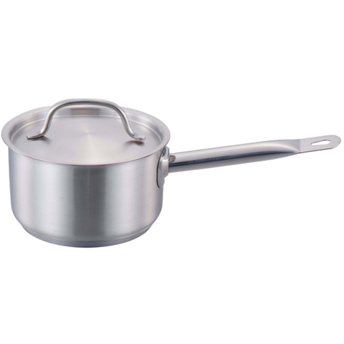 Alt Tag: OMCAN 7.5 Quart Commercial Grade Stainless Steel Sauce Pan with lid, stainless steel commercial saucepan for sauces and soups