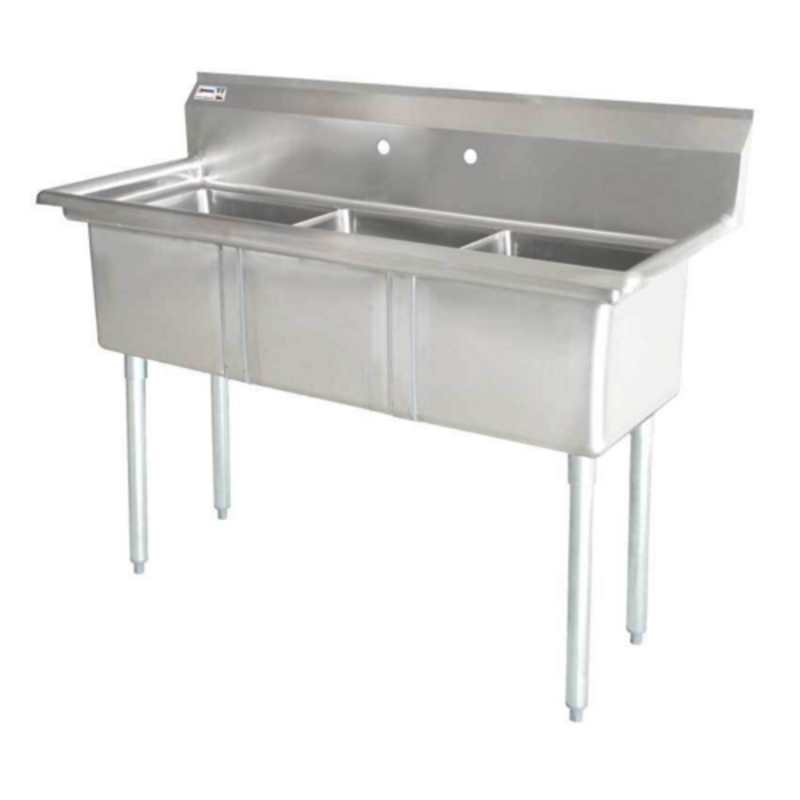 Three Compartment Stainless Steel Pot Sink Ideal For Professional Warewashing In Busy Kitchens