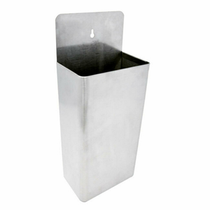 Alt Tag: Omcan 80849 Wall-Mount Bottle Cap Catcher, Large Capacity for Hundreds of Caps stainless wall-mount bottle cap collector bin