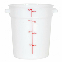 Omcan 80187 4 Quart Round White Polypropylene Food Storage Container