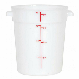 Omcan 80187 4 Quart Round White Polypropylene Food Storage Container