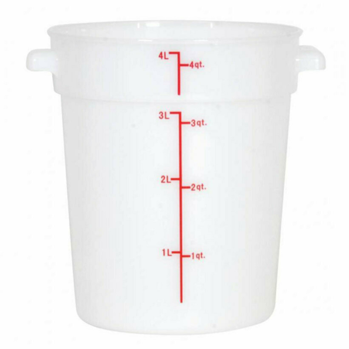 Omcan 80187 4 Quart Round White Polypropylene Food Storage Container