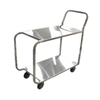 Omcan 23731 Stainless Steel Stock Cart with 700 lbs Capacity, welded 2-shelf rolling stock cart with handle for food service