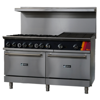 60 Inch Gas Restaurant Range With Charbroiler Featuring High-Performance Burners And Spacious Ovens