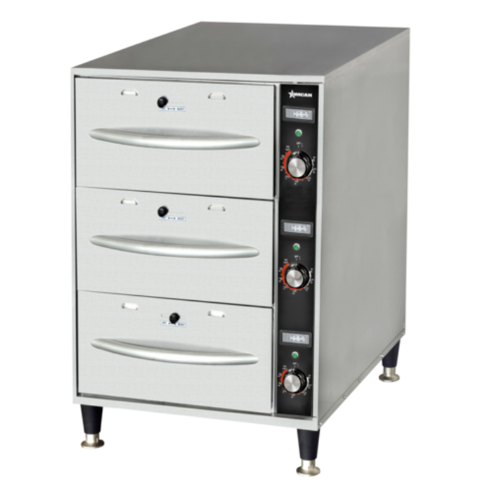 Omcan 47547 Freestanding Three Drawer Narrow Food Warming Drawer