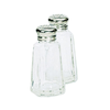 Glass Paneled Salt And Pepper Shaker Set With Silver Tops For Dining Table Use