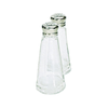 Paneled Glass Salt And Pepper Shaker Set For Dining Tables And Events, Featuring Clear Glass And Metal Lids.