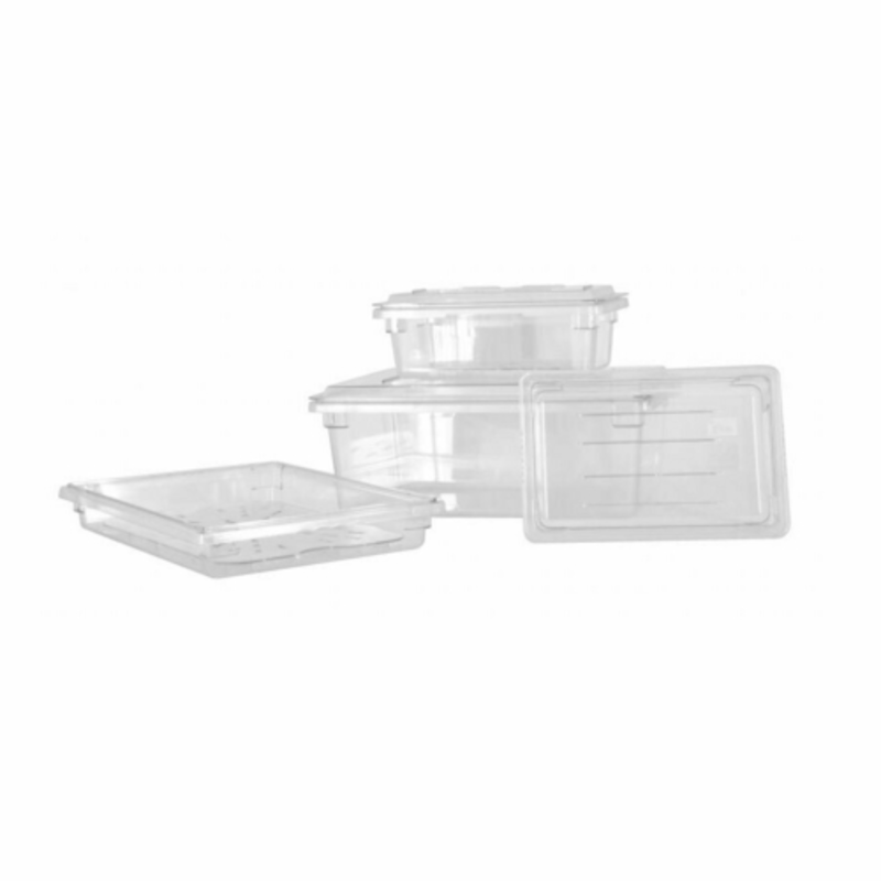 Omcan 85121 22 Liter Clear Square Commercial Food Storage Container Set in Various Sizes