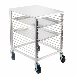 Omcan 46800 Heavy-Duty Aluminum Mobile Pan Rack 20 Levels with wheels, 20-tier bakery sheet pan storage cart