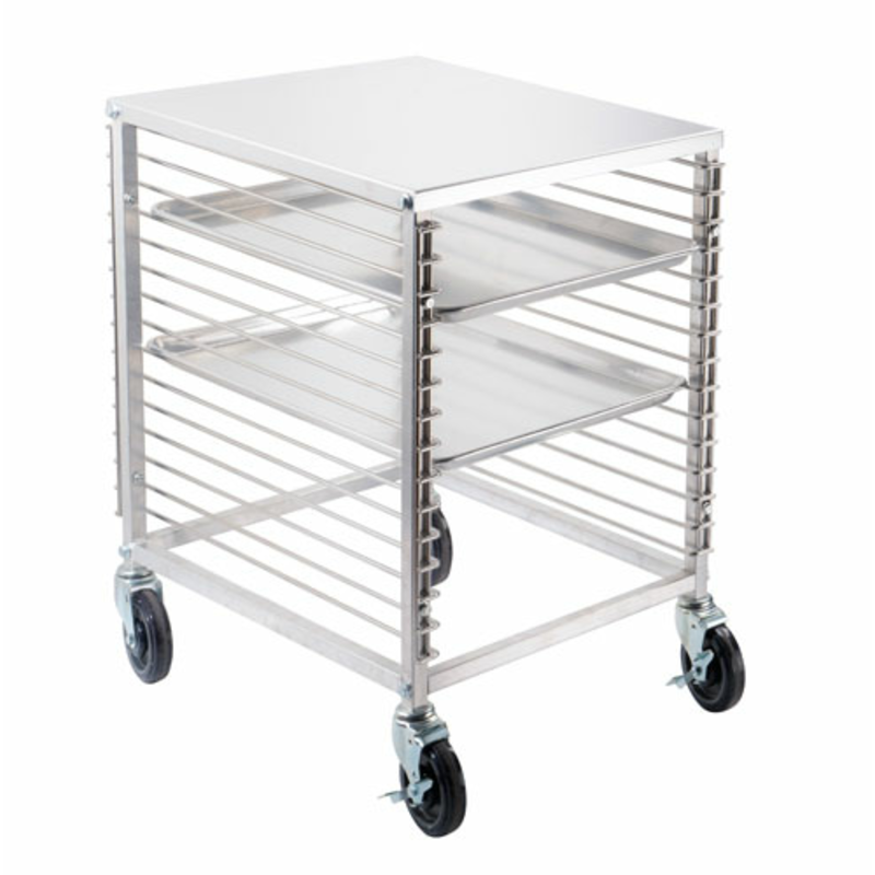 Omcan 46800 Heavy-Duty Aluminum Mobile Pan Rack 20 Levels with wheels, 20-tier bakery sheet pan storage cart