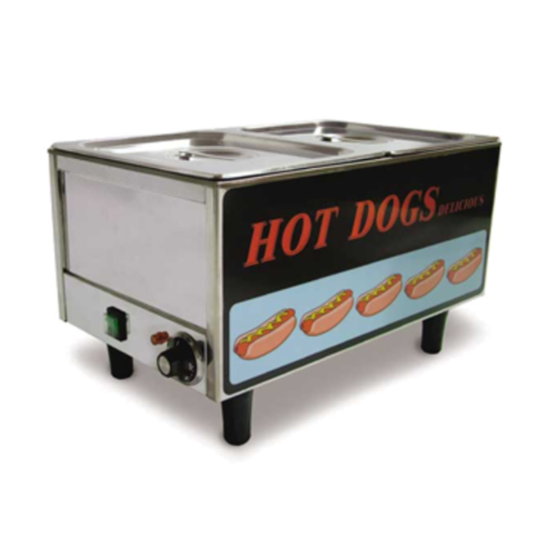 Omcan 17133 Stainless Steel Hot Dog Steamer 50 Hotdog Capacity countertop hot dog steamer and bun warmer unit