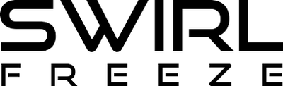 Black 'SWIRL FREEZE' logo on a white background