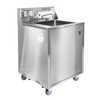 Portable Sink Unit With Hot Water Featuring A Single Basin And Durable Stainless Steel Construction On Wheels