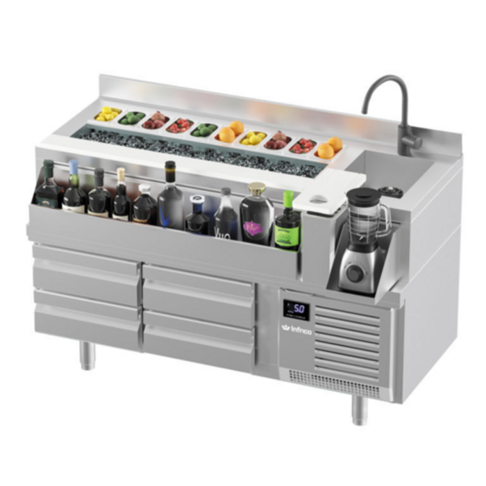 Infrico IMD-BST1600R Station de cocktail réfrigérée sous comptoir avec bac à glace 1600 mm