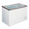 Omcan 49294 16 cu ft commercial chest freezer with hinged lid for efficient storage and organization.