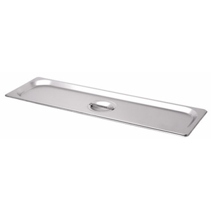 Omcan 80622 Demi-taille longue en acier inoxydable massif Couvercle de plaque à vapeur solide avec poignée centrale