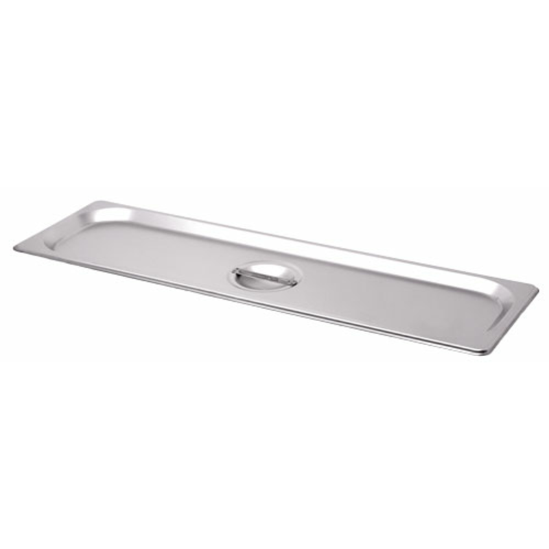 Omcan 80622 Demi-taille longue en acier inoxydable massif Couvercle de plaque à vapeur solide avec poignée centrale