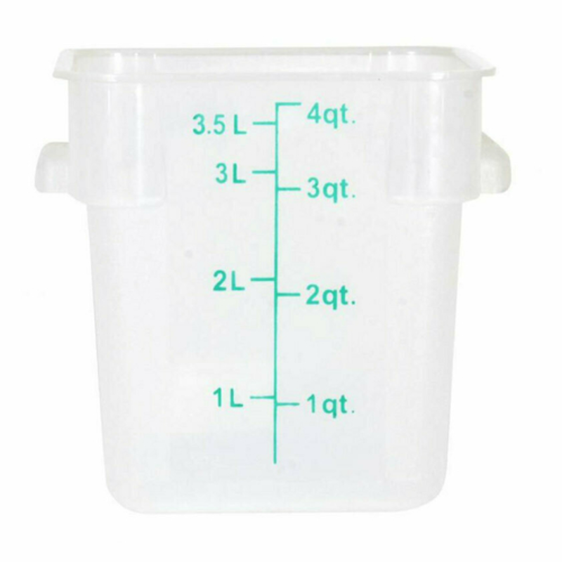 Commercial Polycarbonate Food Storage Container With Measurement Markings In Liters And Quarts