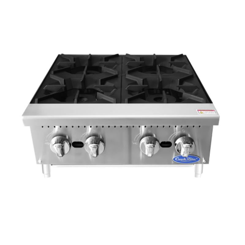 CookRite ACHP-4 24" Gas Countertop Hotplate For Commercial Gas Countertop Hotplate With Four Burners And 128,000 BTUs.