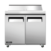 Alt Tag: OMCAN 58006 Juneau 36.4" Refrigerated Sandwich Salad Prep Table stainless steel prep table with refrigerated base and dual doors