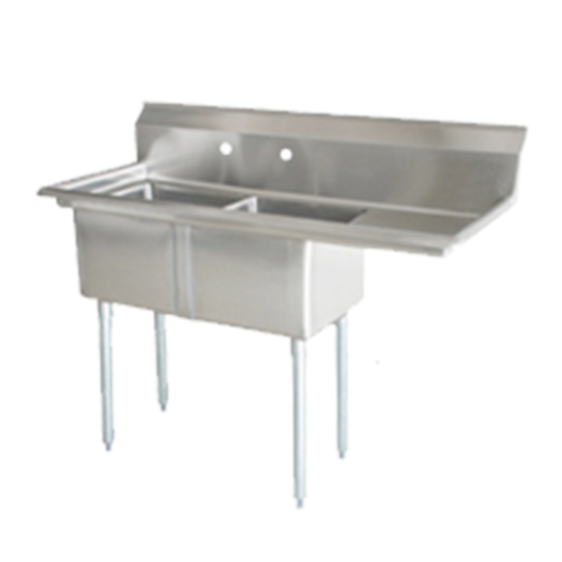 OMCAN 25268 Two Compartment 56.5-Inch Stainless Steel Commercial Pot Sink For Efficient Warewashing