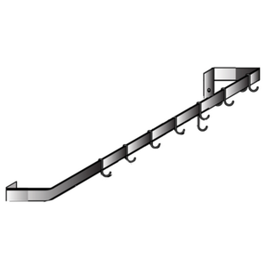Winholt SSWMPR-6016-S 60" Wall-Mounted Stainless Steel Single Bar Pot Rack with 9 Hooks