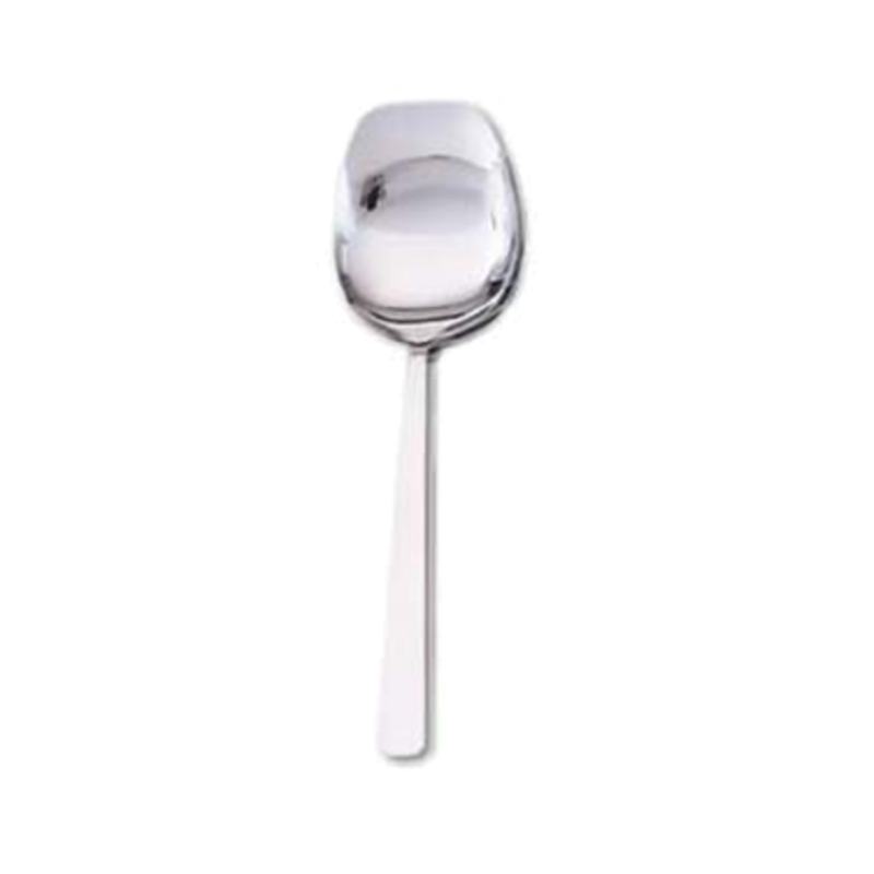 Stainless Steel Serving Spoon With Flat Edge For Professional Foodservice Use