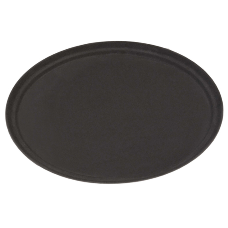 Omcan 80107 Rectangular 14" x 18" Black Non-Skid Serving Tray, black non-slip commercial food service tray top view