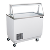 Omcan 50120 47" Wide Ice Cream Dipping Freezer Case With Glass Top For Displaying Ice Cream Flavors.