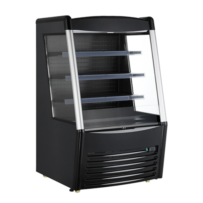 Alt Tag: Omcan 47514 36.2" Grab-and-Go Open Air Refrigerated Display Merchandiser open air display case with LED lighting and shelves