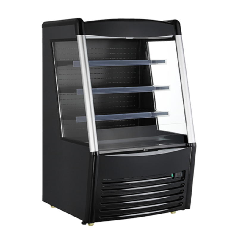 Alt Tag: Omcan 47514 36.2" Grab-and-Go Open Air Refrigerated Display Merchandiser open air display case with LED lighting and shelves