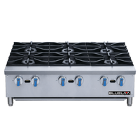 BLUELAVA BLHP36 36"W Countertop Gas Hot Plate Six Burners