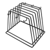 Commercial Cutting Board Rack In Black, Organizes Cutting Boards In A Professional Kitchen, Slotted Design For Efficiency.
