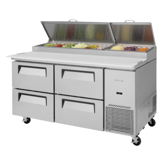 Turbo Air TPR-67SD-D4-N 67-1/8"W Refrigerated Pizza Prep Table