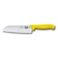 Victorinox 5.2528.17B Santoku Knife with 7-Inch Granton Blade, Yellow