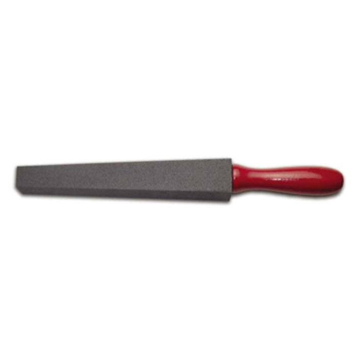 Alt Tag: Norton 10969 Crystolon Utility File Sharpening Stone 14-Inch silicon carbide sharpening file stone with red handle