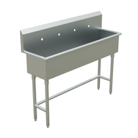 Winholt WS1T6914-IT-KT 72"L x 17.4"W One Compartment Wall-Mount Stainless Steel Trough Sink NSF