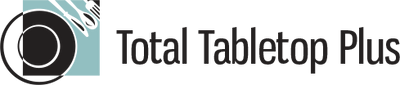 Logo of Total Tabletop Plus with a stylized camera icon on a white background