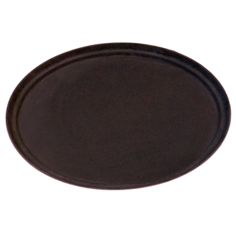 Omcan 80108 Non-Skid Fiberglass Serving Tray 10 x 14-inch black oval textured non-skid rubber surface for restaurant service