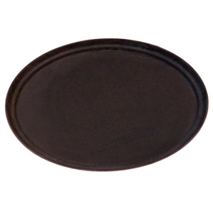 Omcan 80108 Non-Skid Fiberglass Serving Tray 10 x 14-inch black oval textured non-skid rubber surface for restaurant service