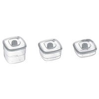 BPA-Free Vacuum Container Kit Includes Three Clear Food Storage Containers With Lids.