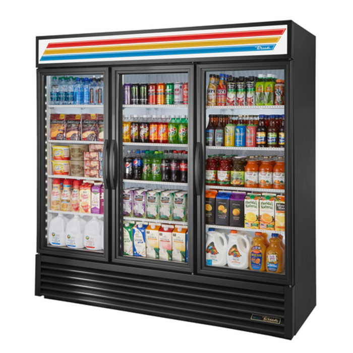 Réfrigérateur commercial à porte vitrée True GDM-72-HC~TSL01, 78 pouces, trois portes