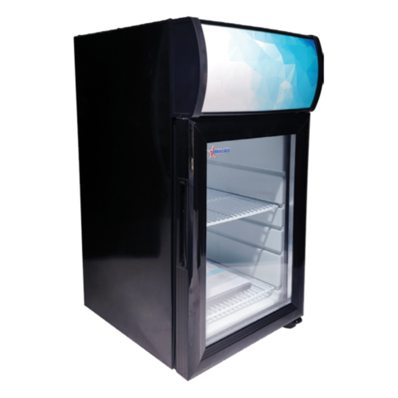 OMCAN 44575 13-Inch Wide Countertop Display Refrigerator Cooler In Black With Glass Door