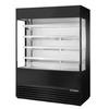 Tag alternatif : Véritable exposition réfrigérée à façade ouverte de 60 pouces à côtés de verre Finition noire avec étagères