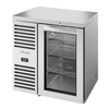 True Foodservice 32-inch Stainless Steel Single Door Back Bar Refrigerator with glass door and adjustable wire shelves