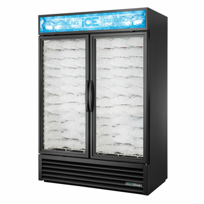 True 54-inch Two Door Glass Swing Ice Merchandiser Freezer