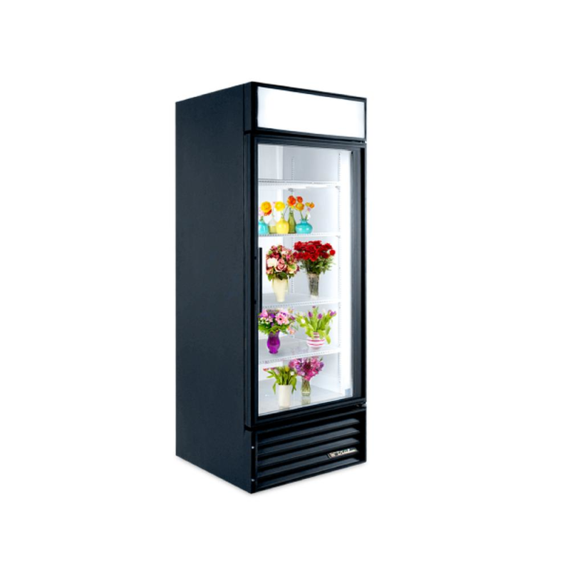 Alt Tag: True GDM-26 Refurbished Floral Merchandiser Refrigerator 30" Wide Capacity glass door display fridge with flowers