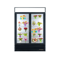 Alt Tag: True GDM-49 Refurbished 54.1" Floral Glass Door Merchandiser Refrigerator two-door floral display fridge with glass doors
