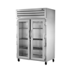 True Manufacturing Spec Series 52-5/8" Two-Section Reach-In Glass Door Refrigerator, stainless steel commercial cooler with glass doors
